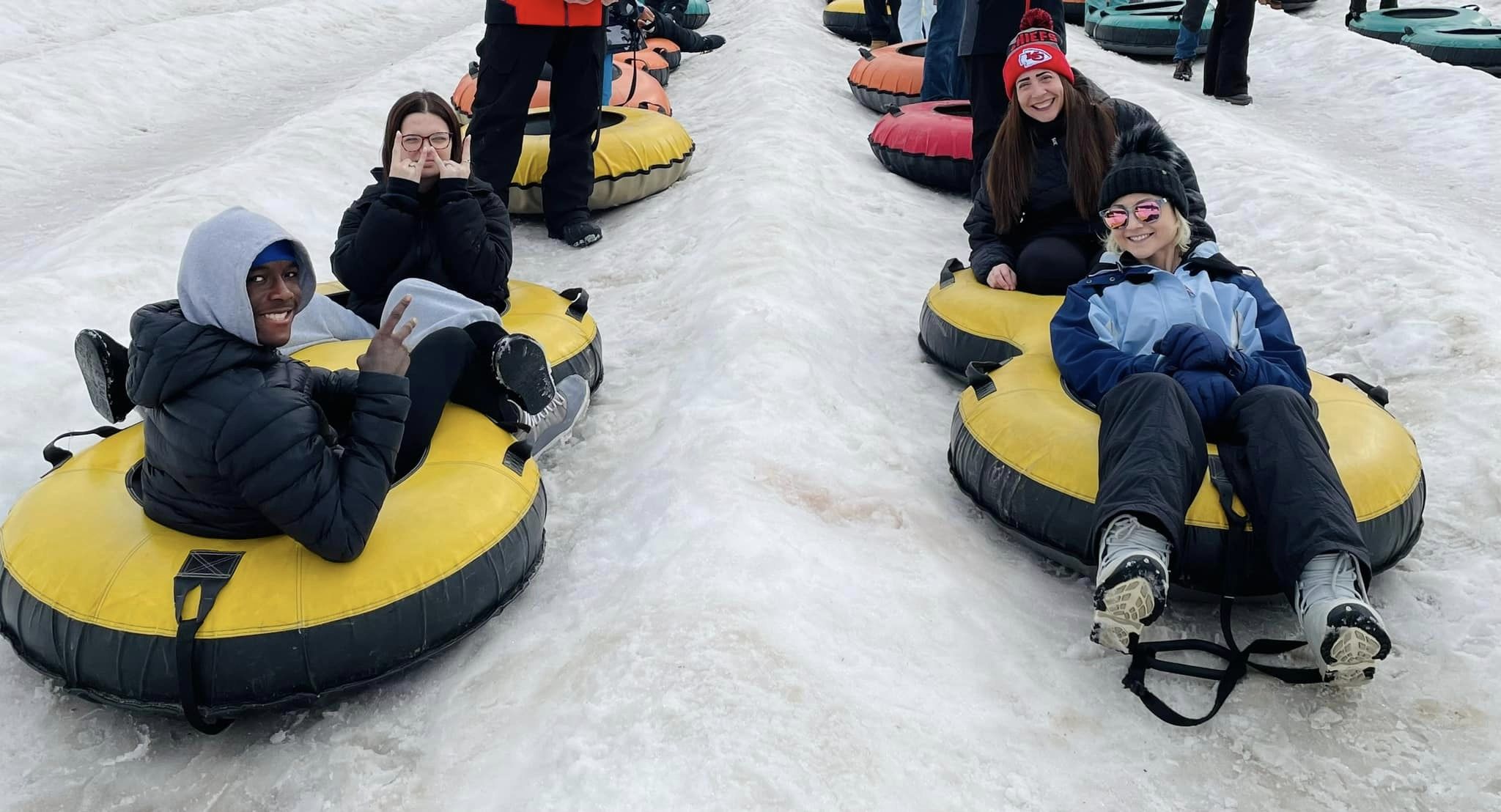 Students and Staff at Winter rewards trip (snow tubing)