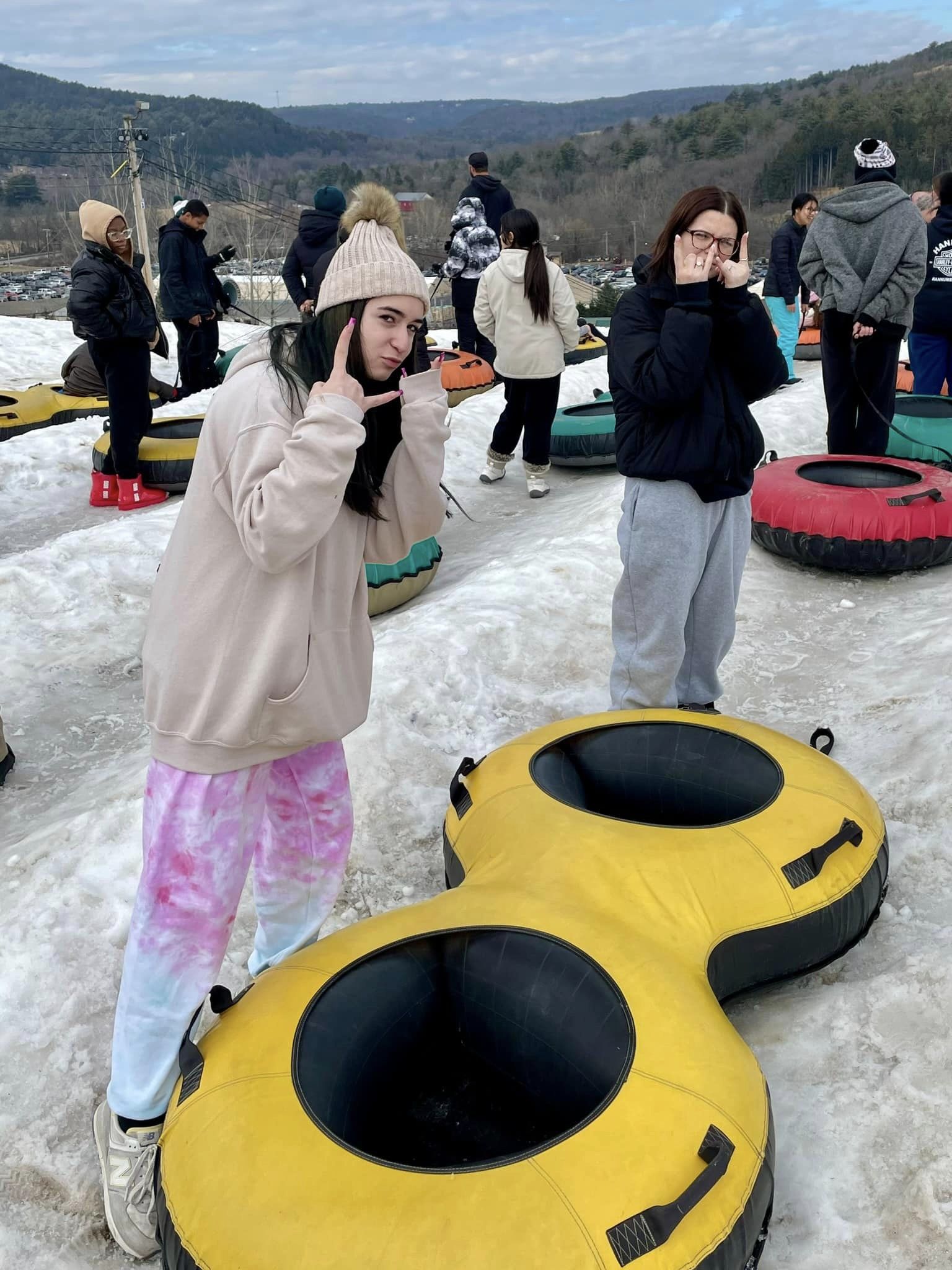 Students and Staff at Winter rewards trip (snow tubing)