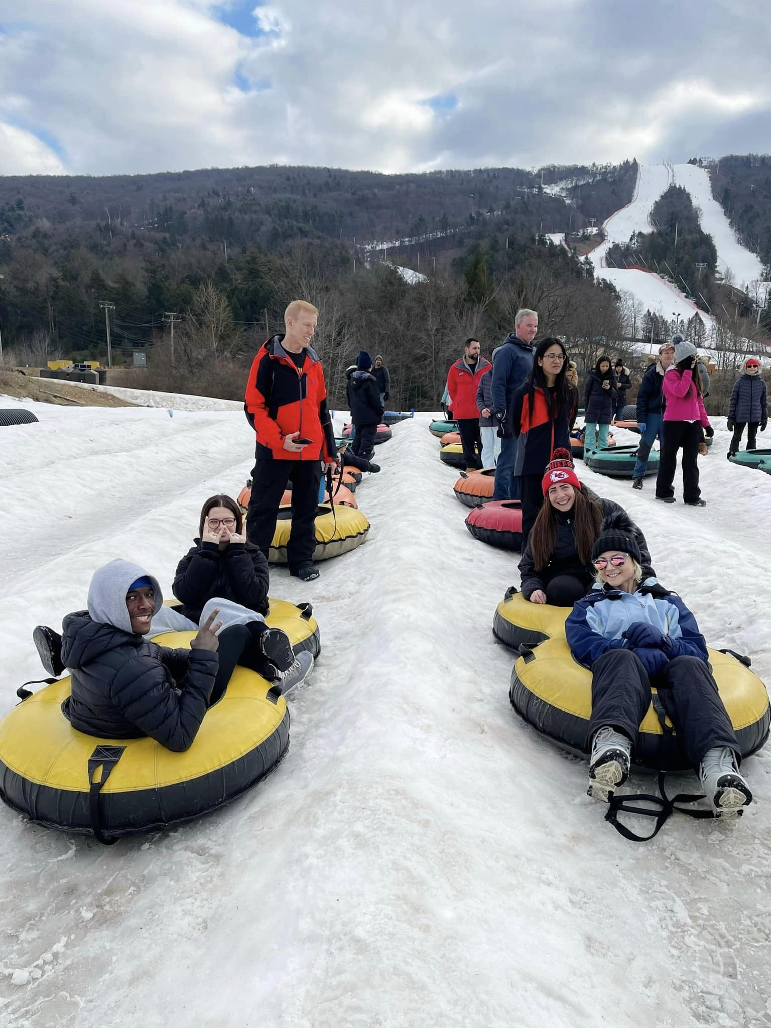 Students and Staff at Winter rewards trip (snow tubing)
