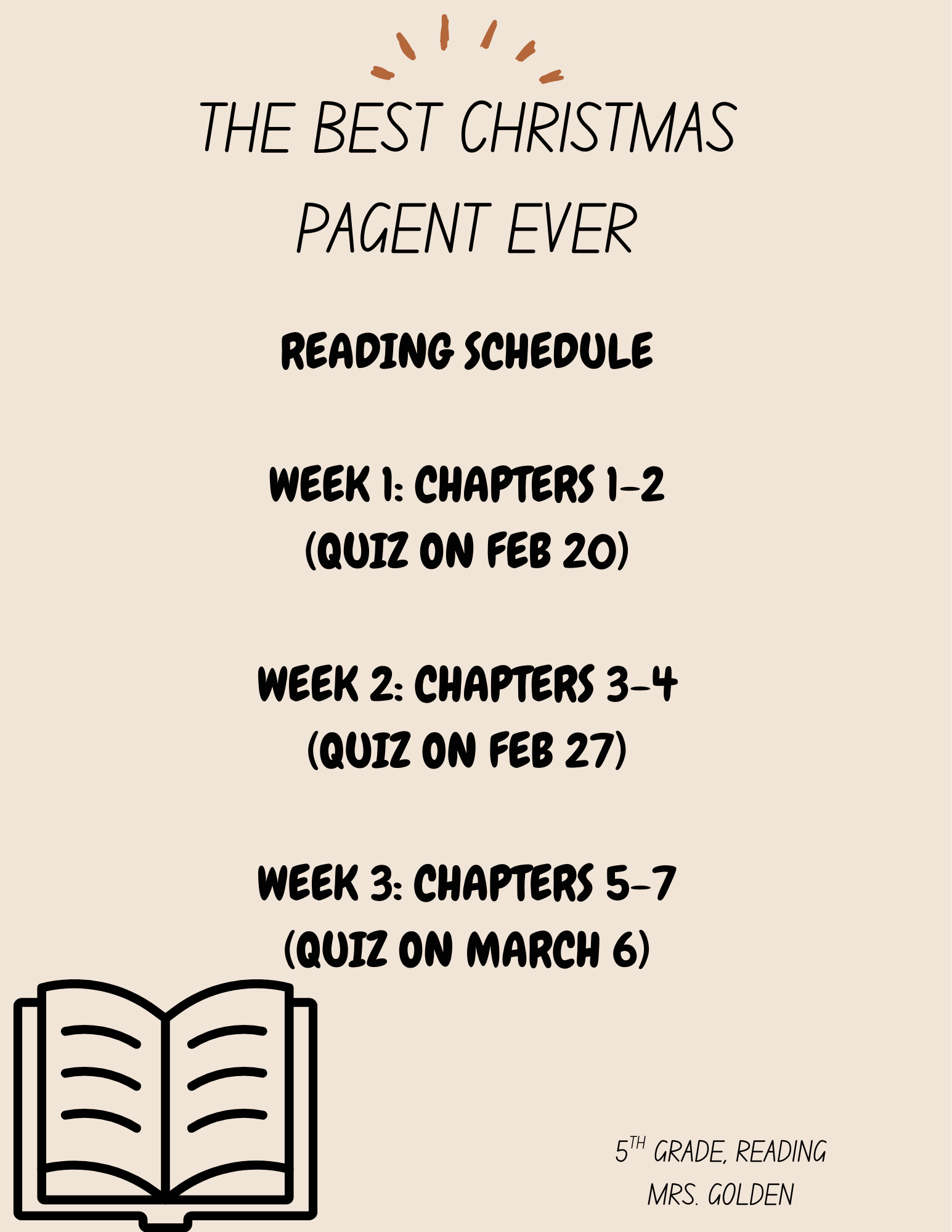 reading schedule for best christmas pageant ever