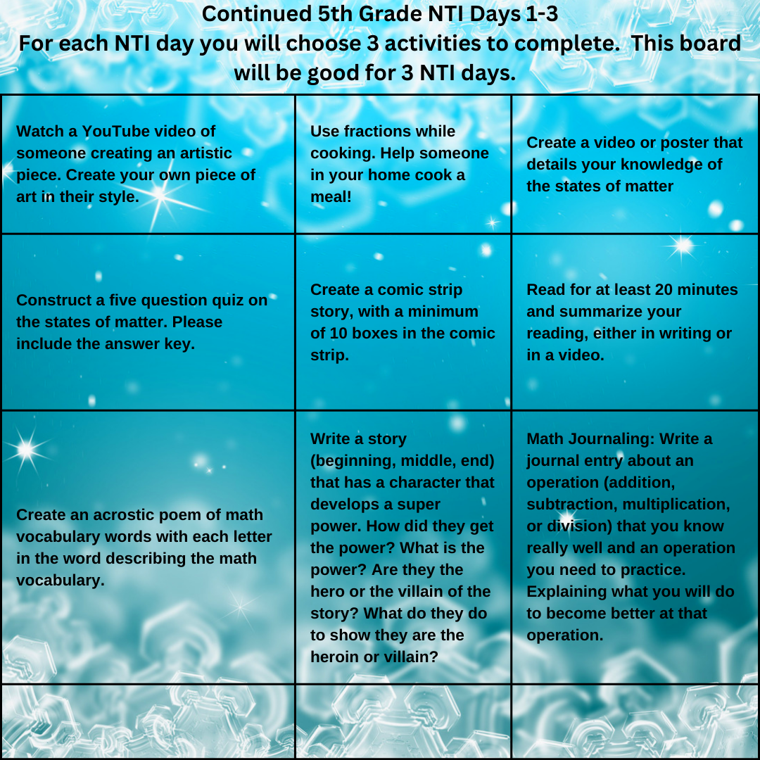 Cont. NTI Days 1-3