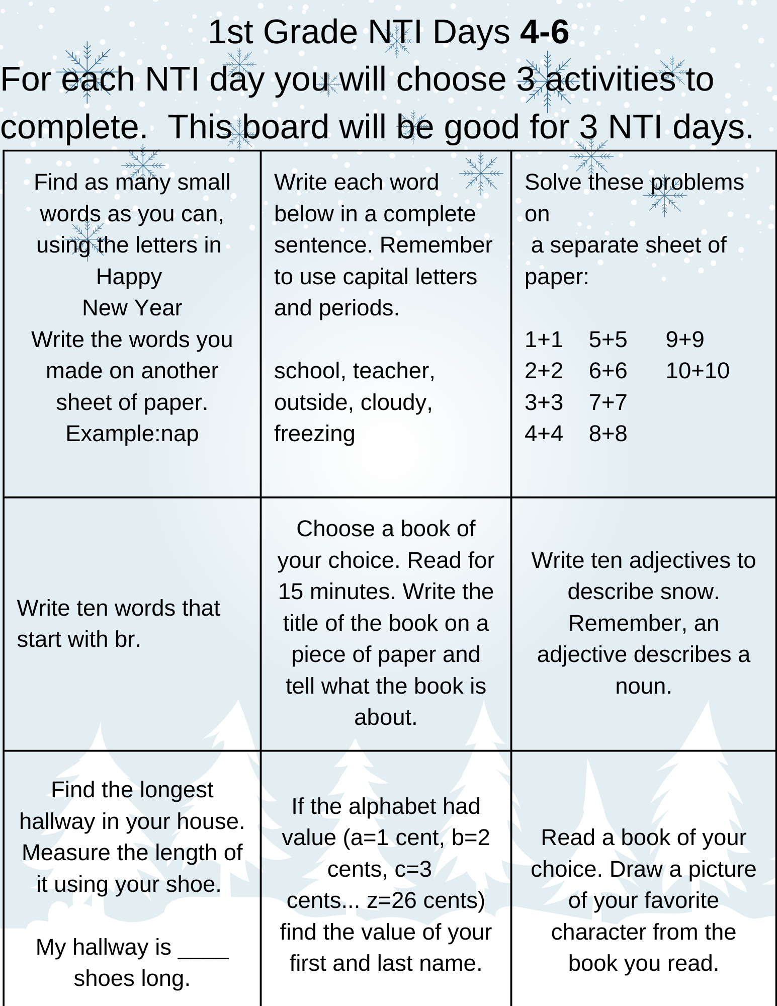 1st grade NTI 4-6
