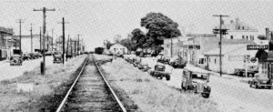 An old black and white image of a train track