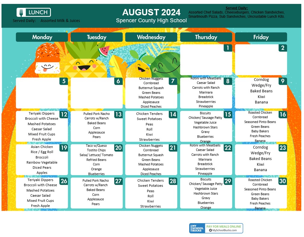 Spencer County High School Lunch Menu