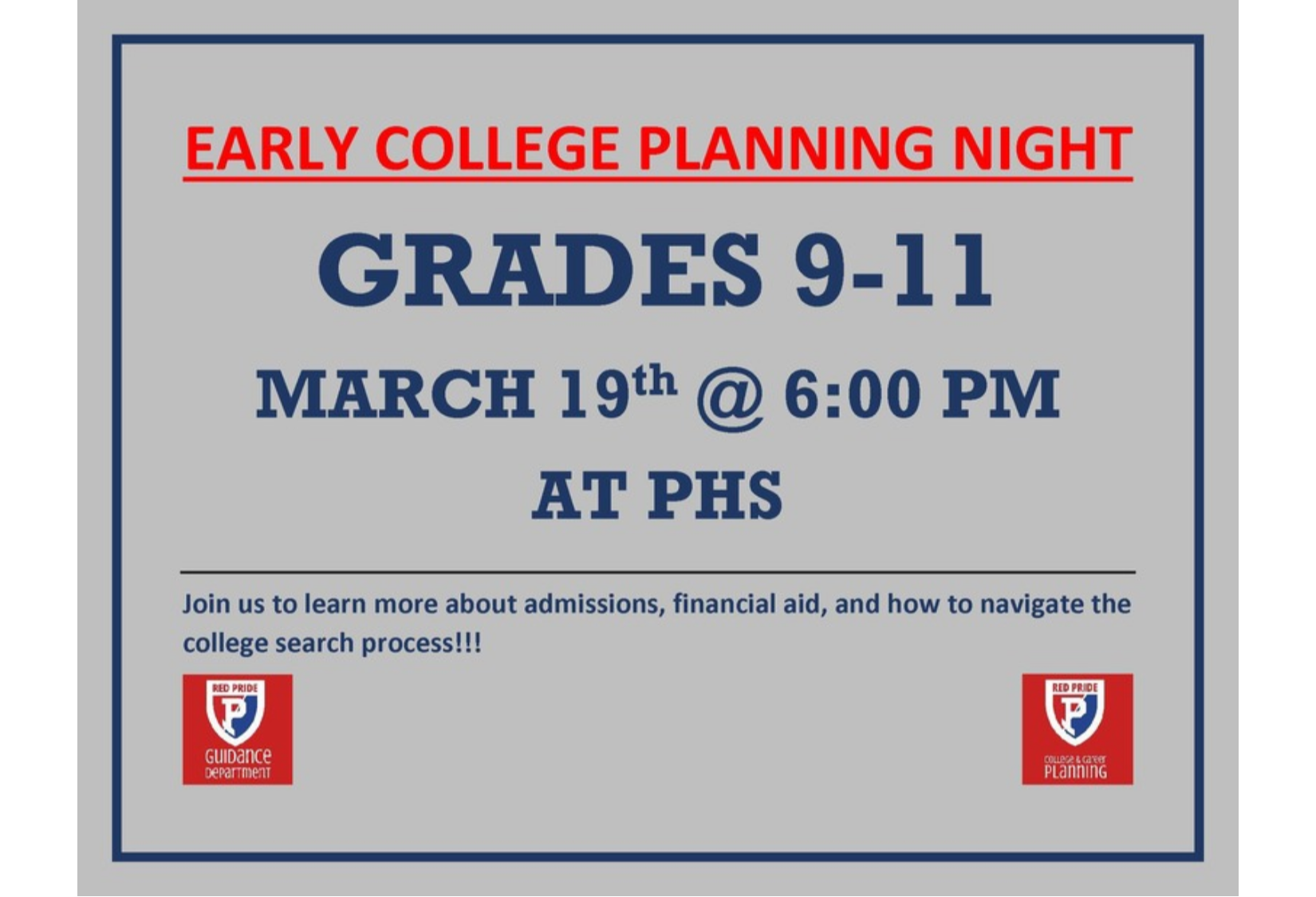 early college planning night flyer