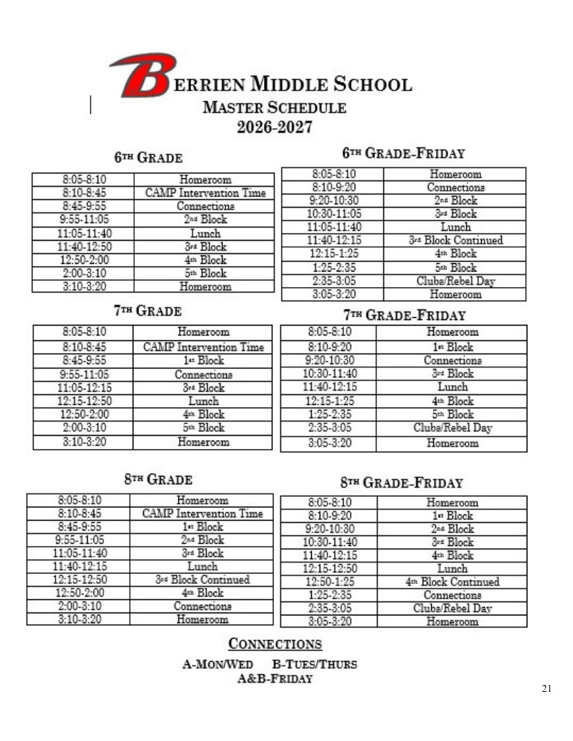 BMS Schedule
