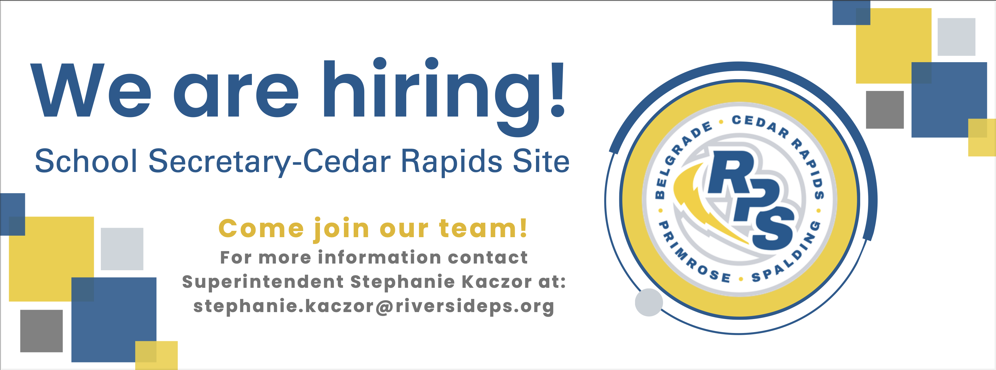Hiring School Secretary Cedar Site