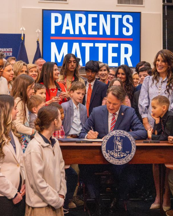 Gov. Youngkin and students