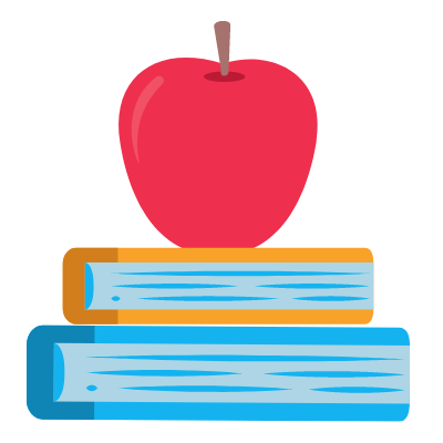 apple stacked on books