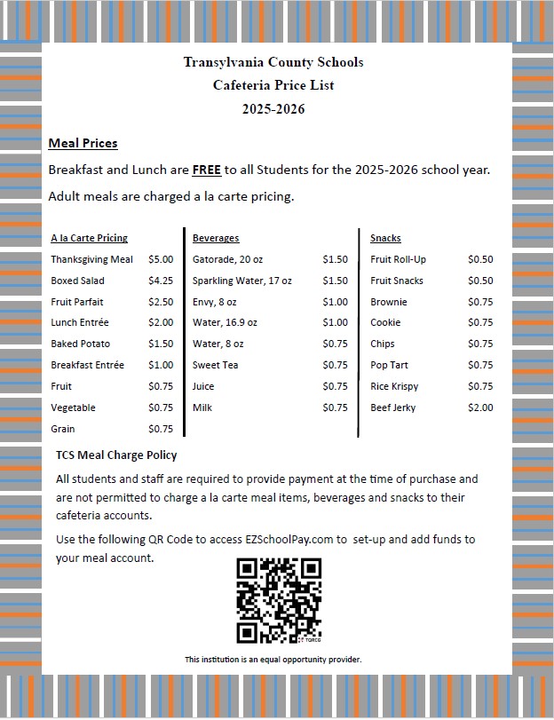 Meal Price List 25-26