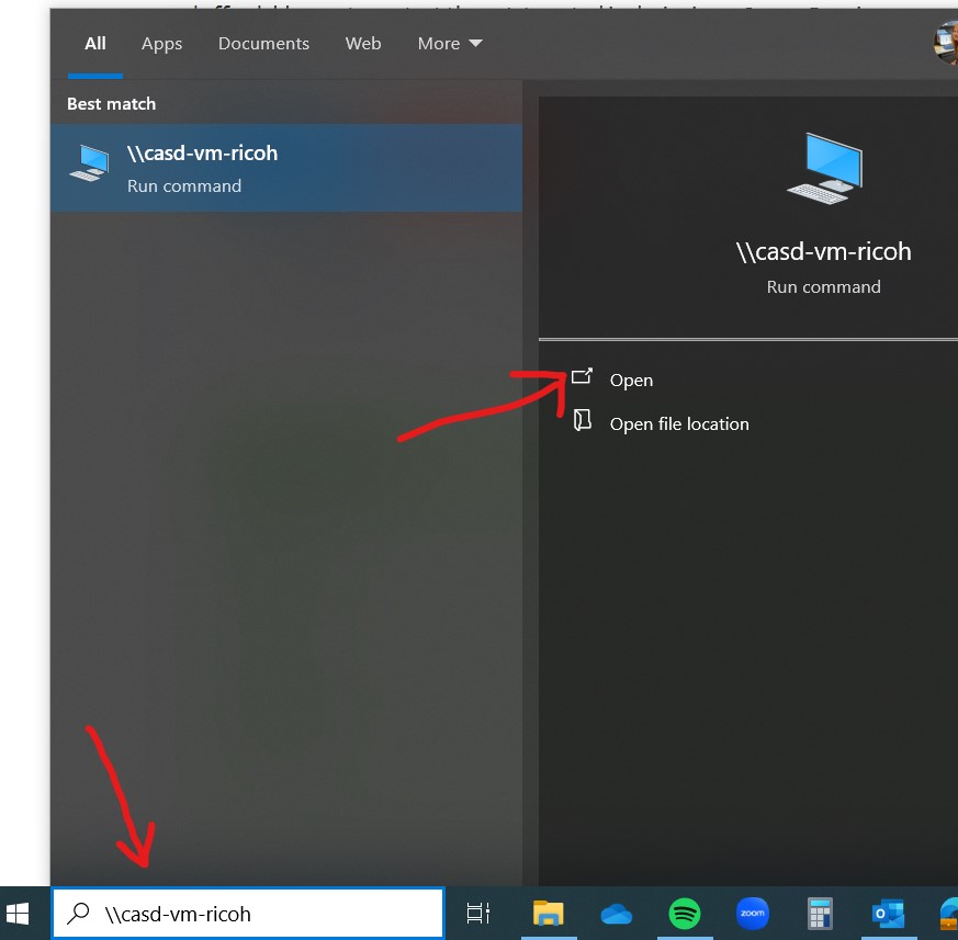 screenshot of print search bar at bottom left of screen