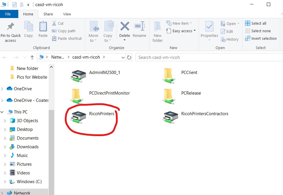 printer circled to select