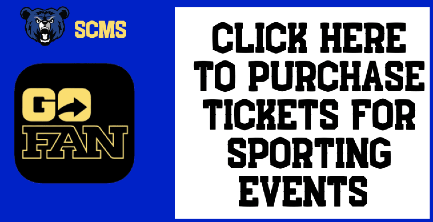 SCMS logo and quote that says click here to purchase tickets for sporting events