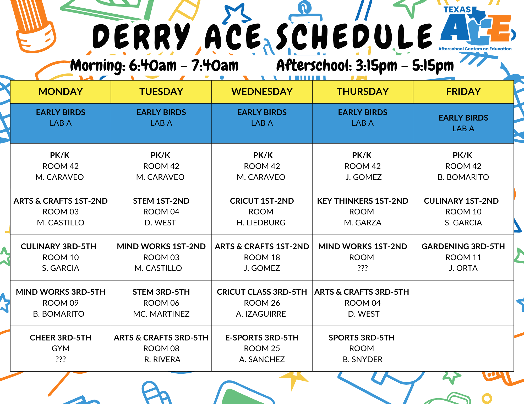 Derry Schedule