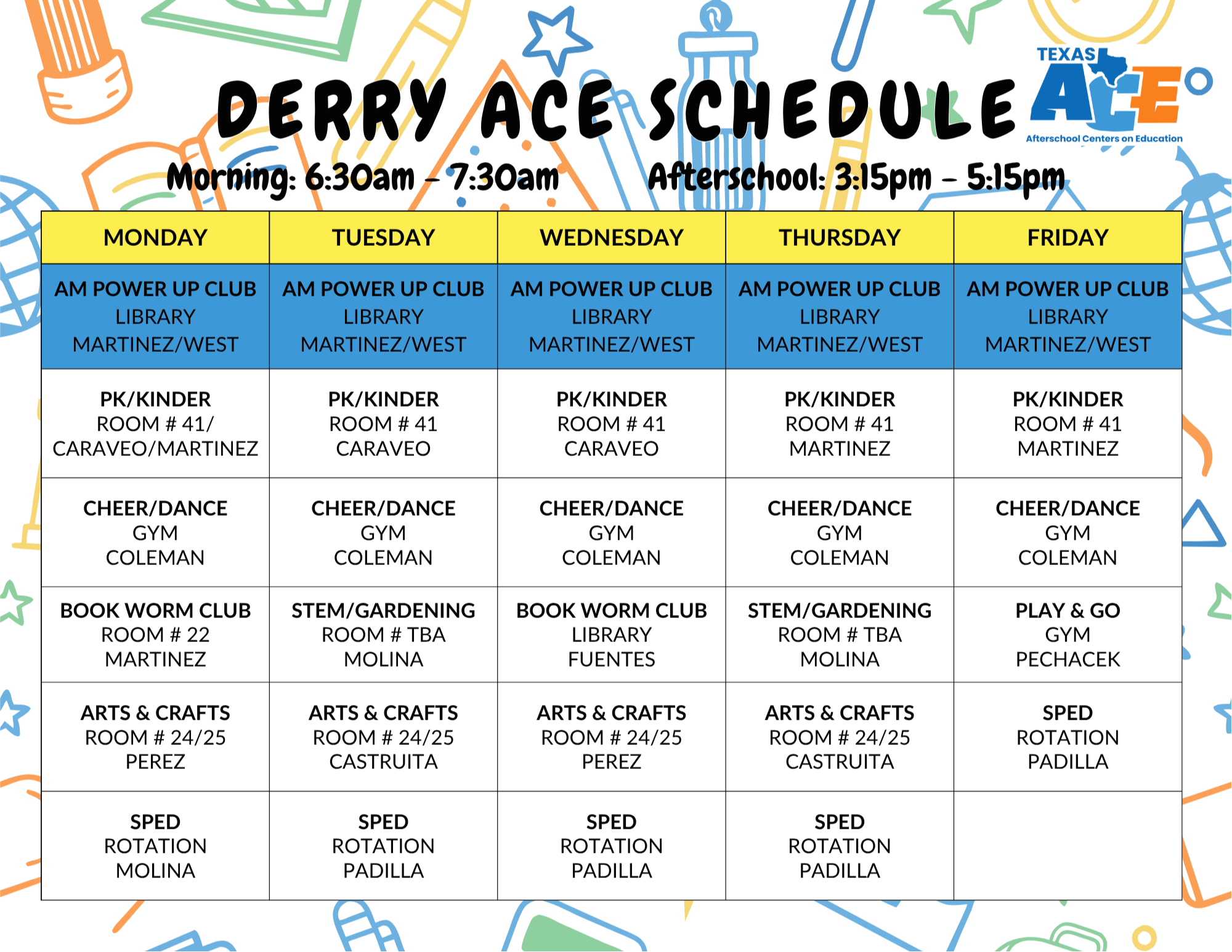 Derry Schedule