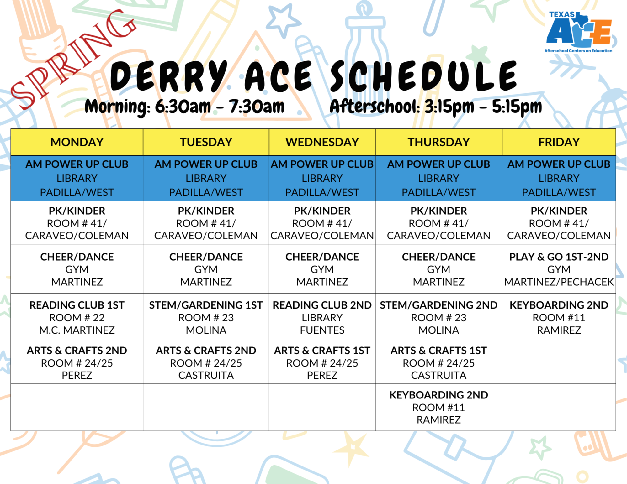 Derry Schedule