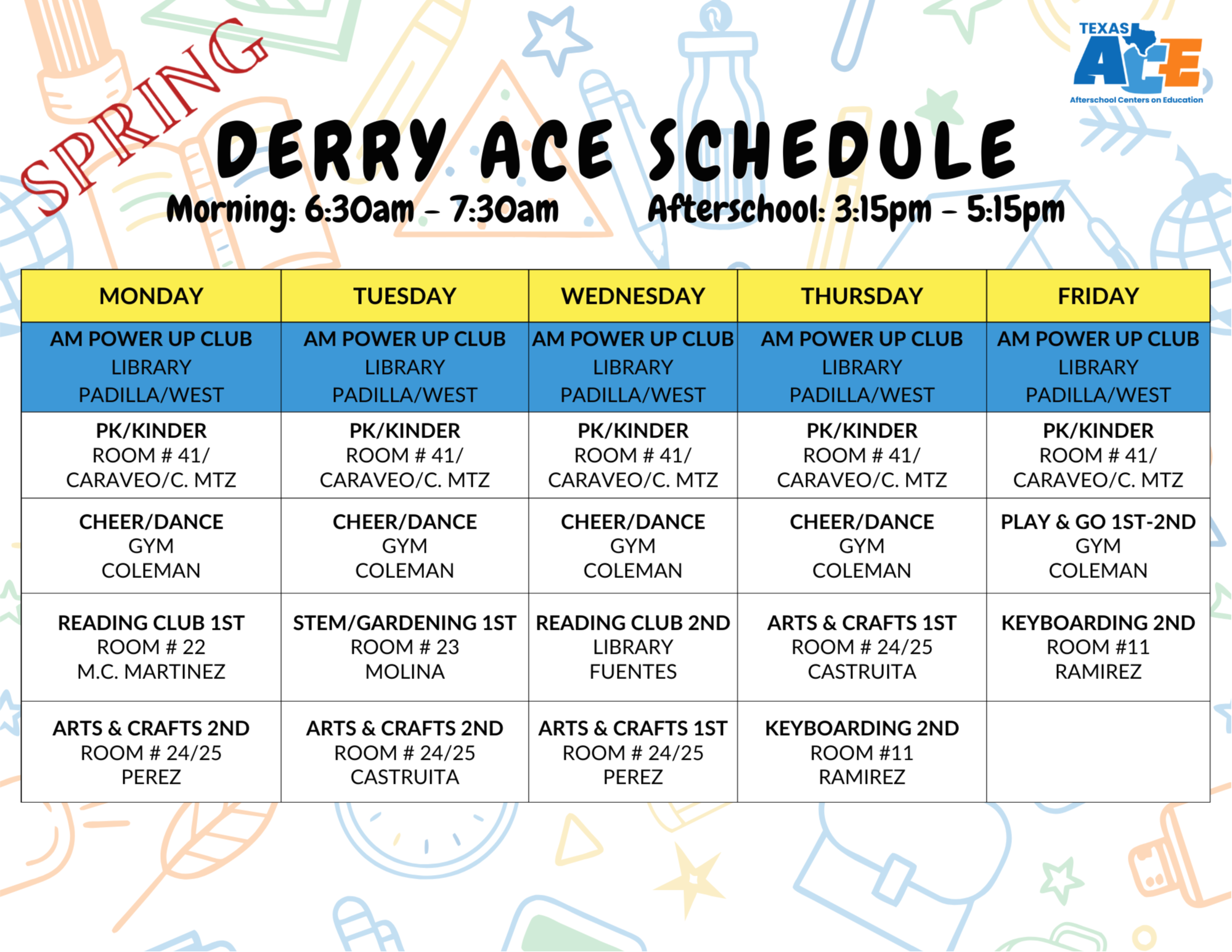 Derry Schedule
