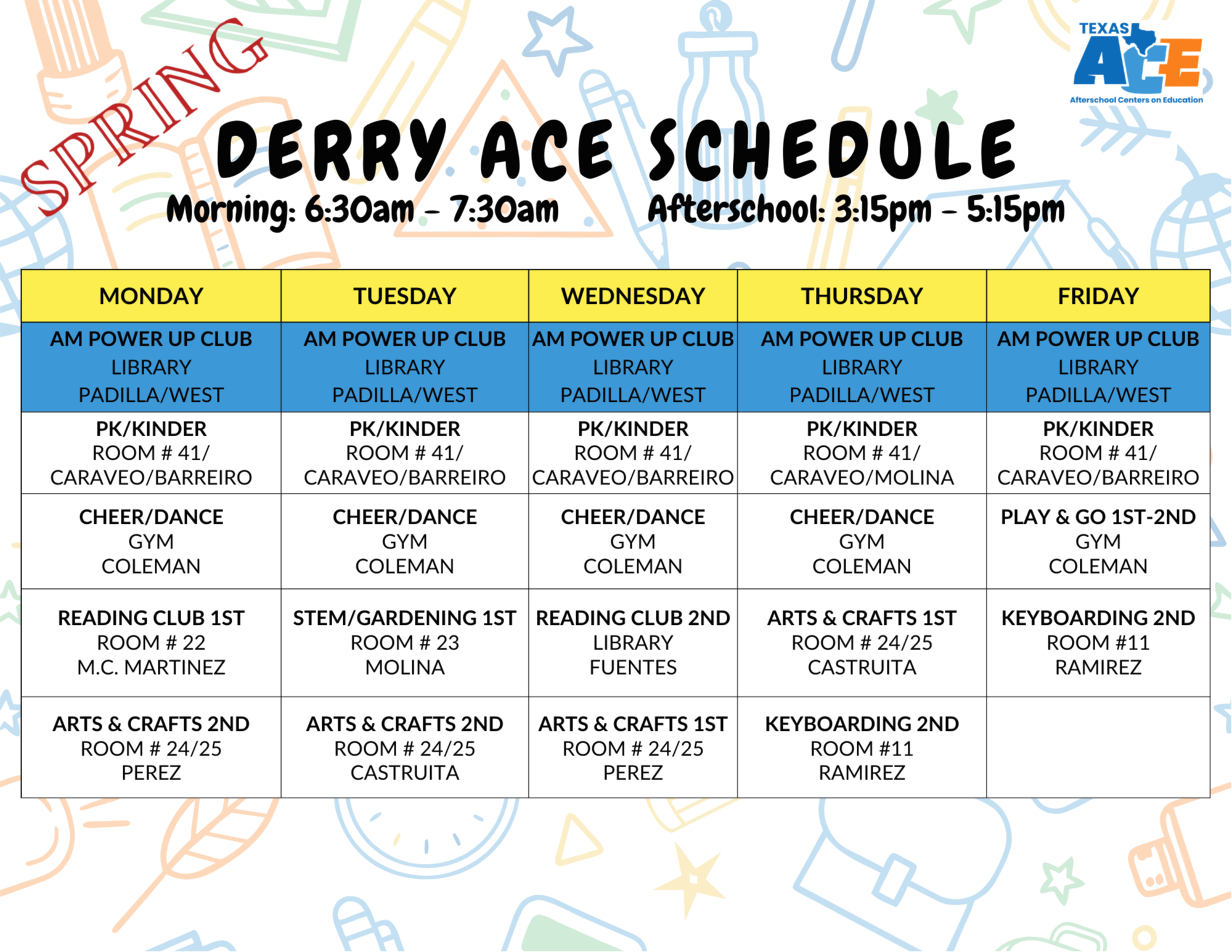 Derry Schedule