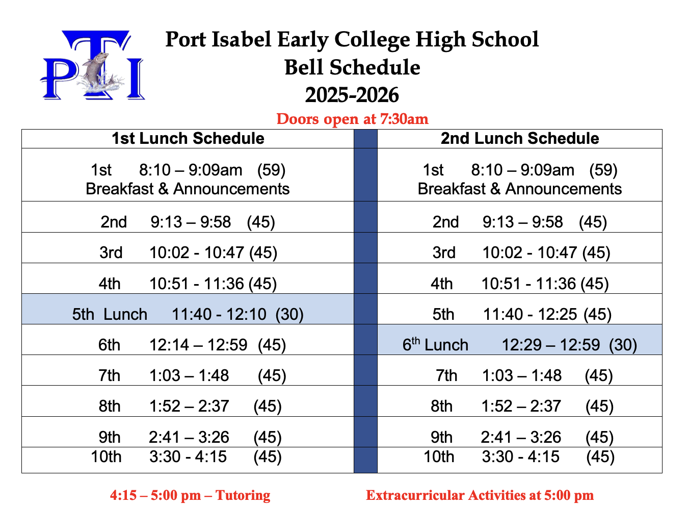 Bell Schedule