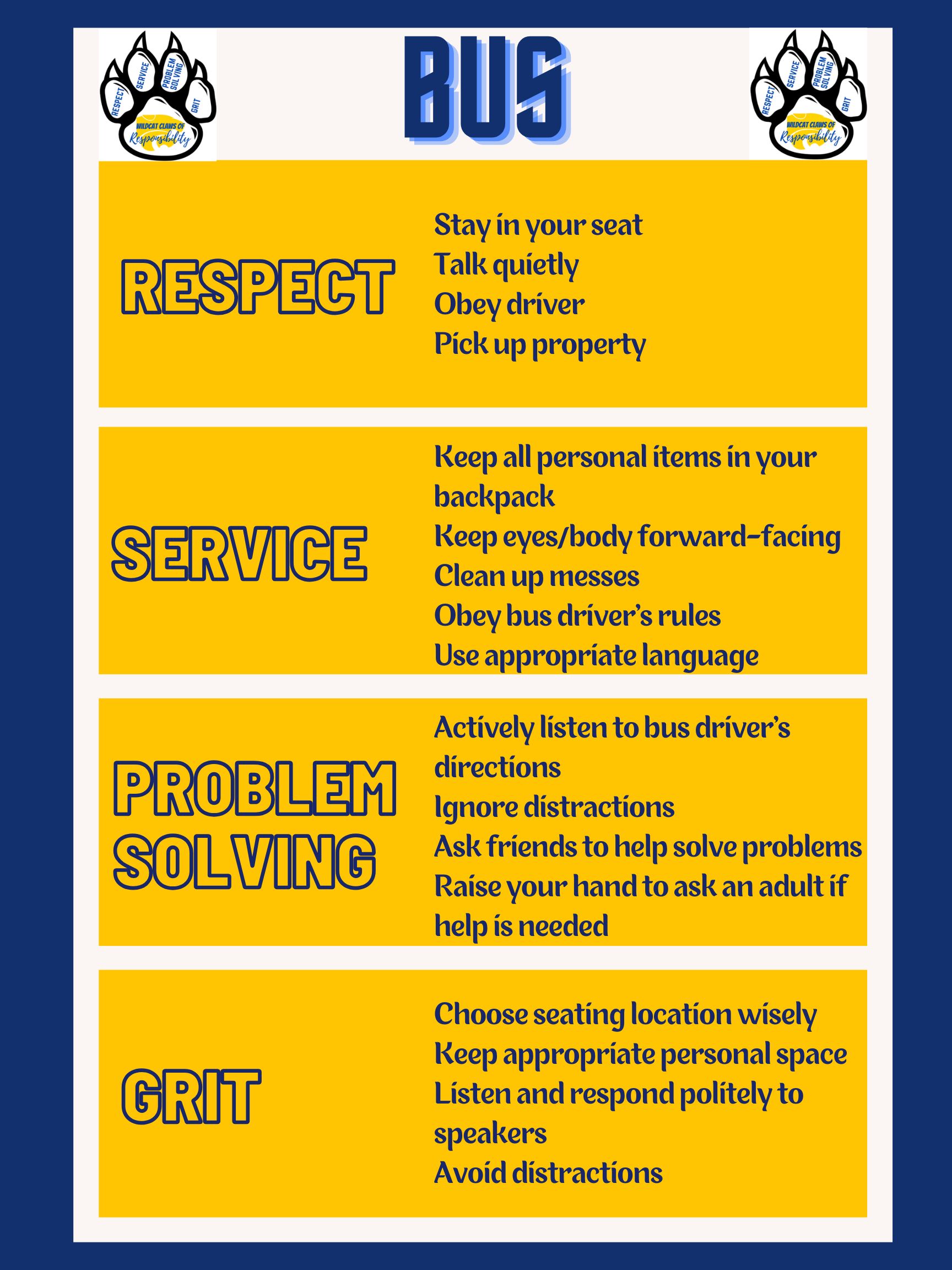 Bus rules/procedures
