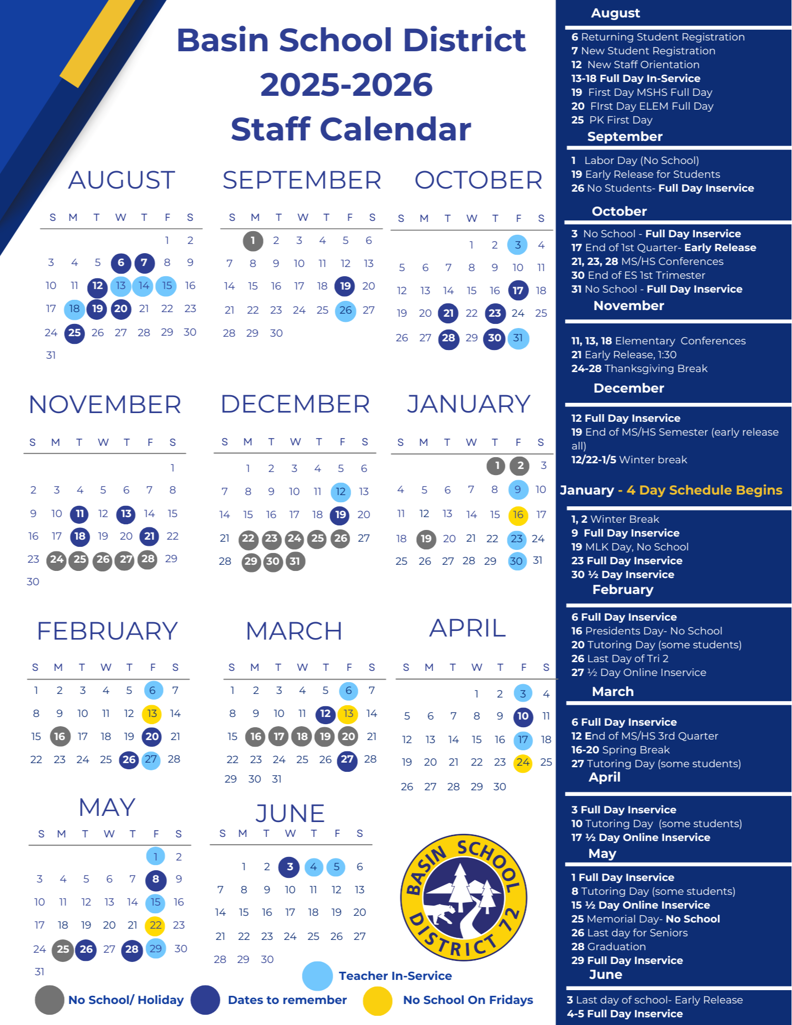 Staff calendar