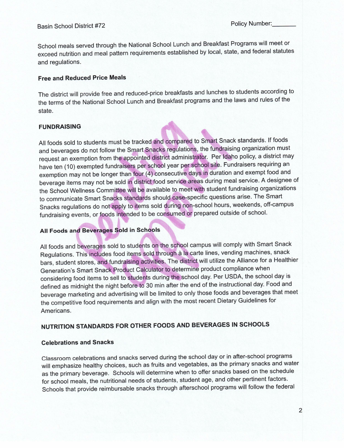 Wellness Policy - Page 2