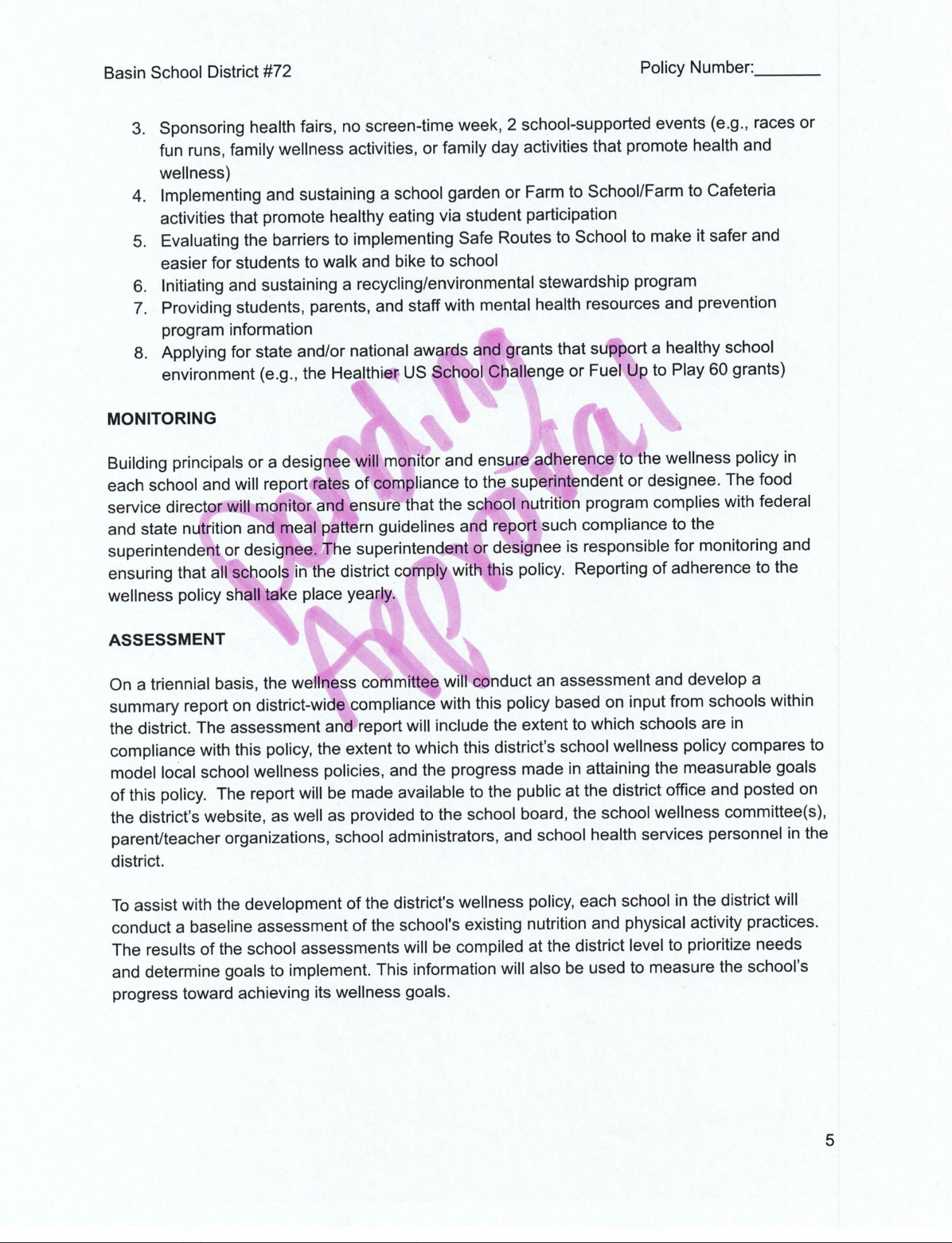 Wellness Policy - Page 5