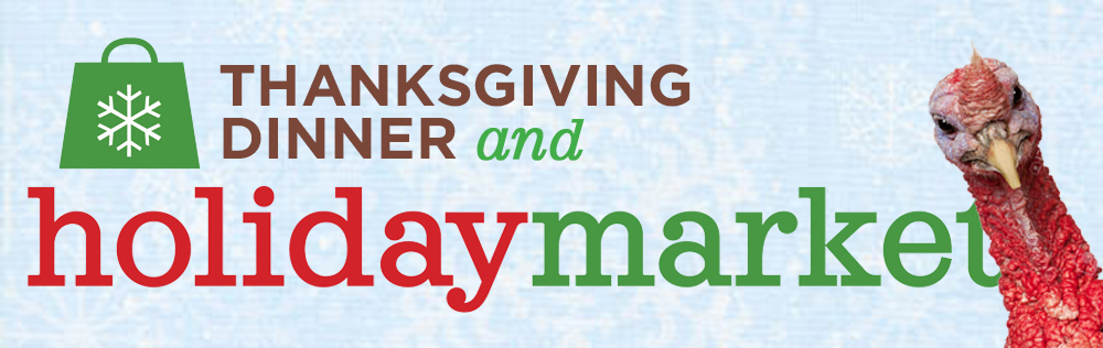 thanksgiving dinner and holiday market banner