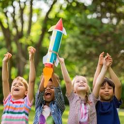 Triumphant Children w/ Rocket
