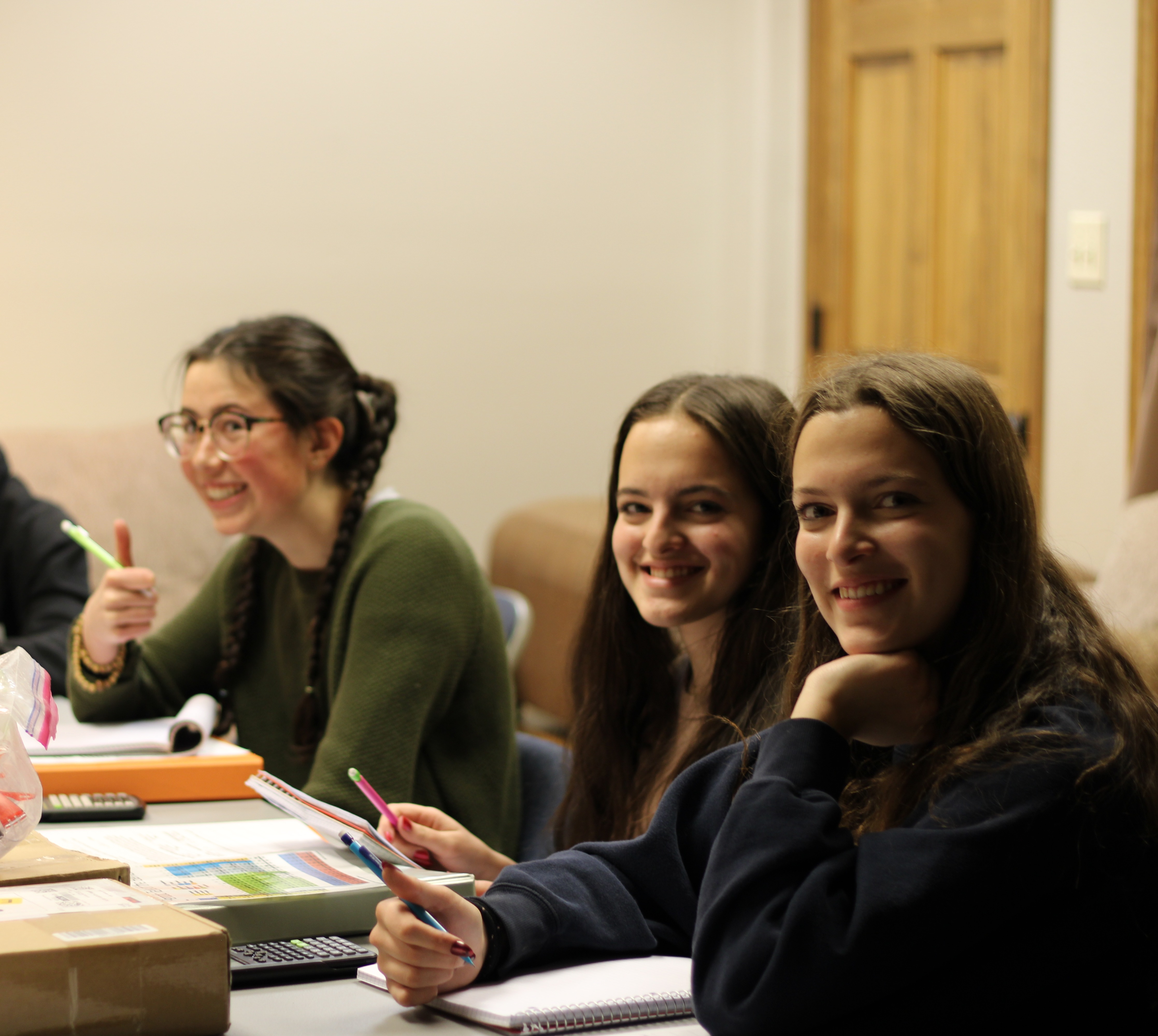 Students writing in class