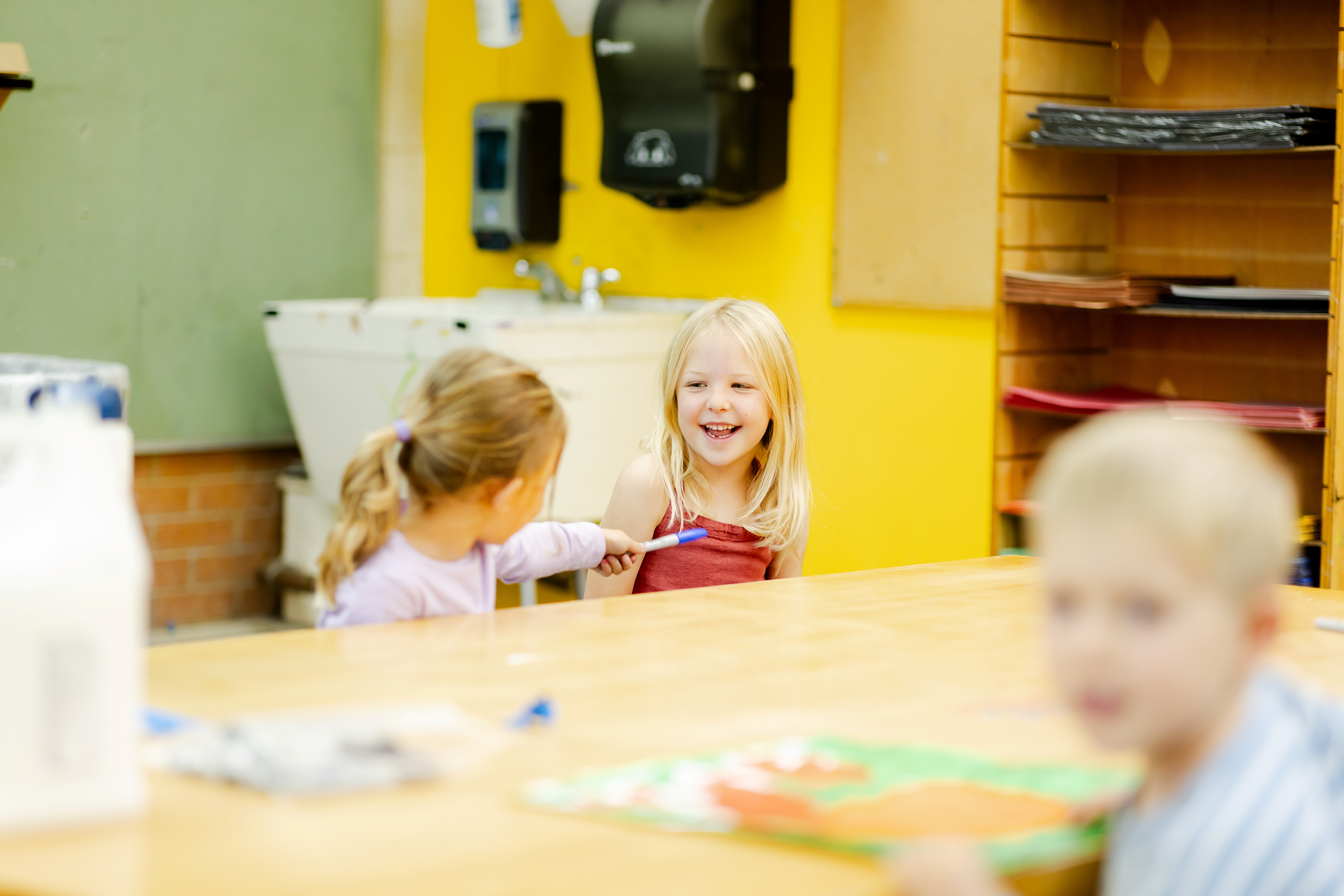 Students in art class