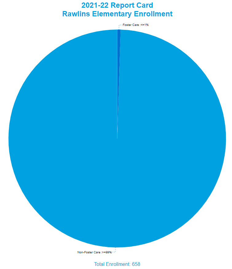 Pie chart showing the 2021-22 report card at RES Enrollment by Foster Care Status, more information below