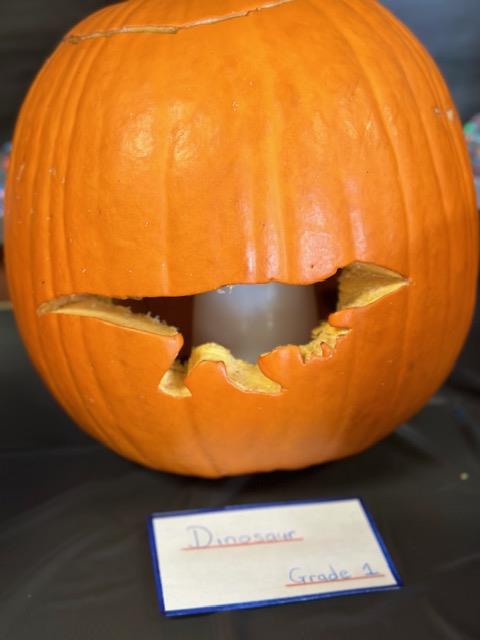 A photo of a painted pumpkin