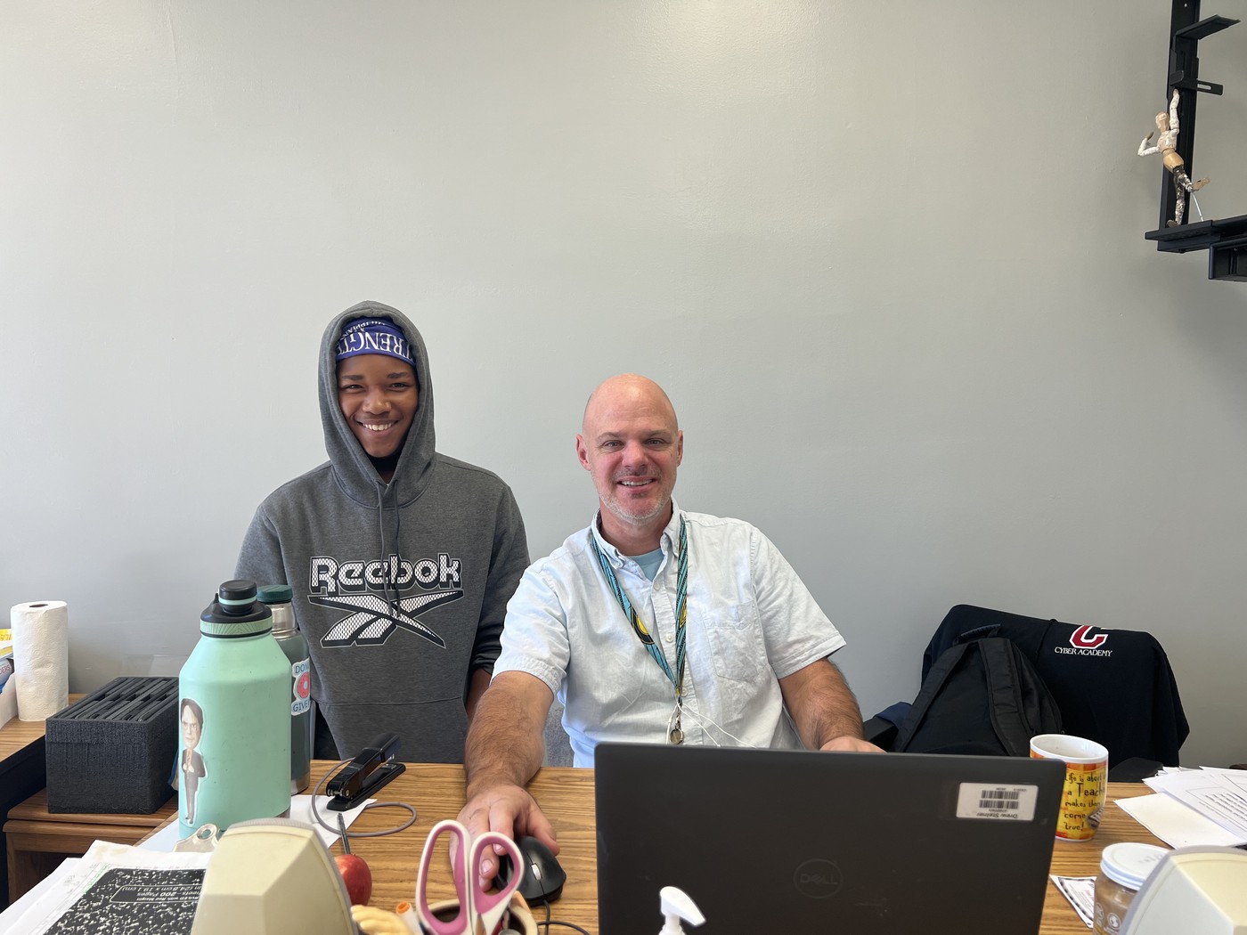 mr steiner and student smiling
