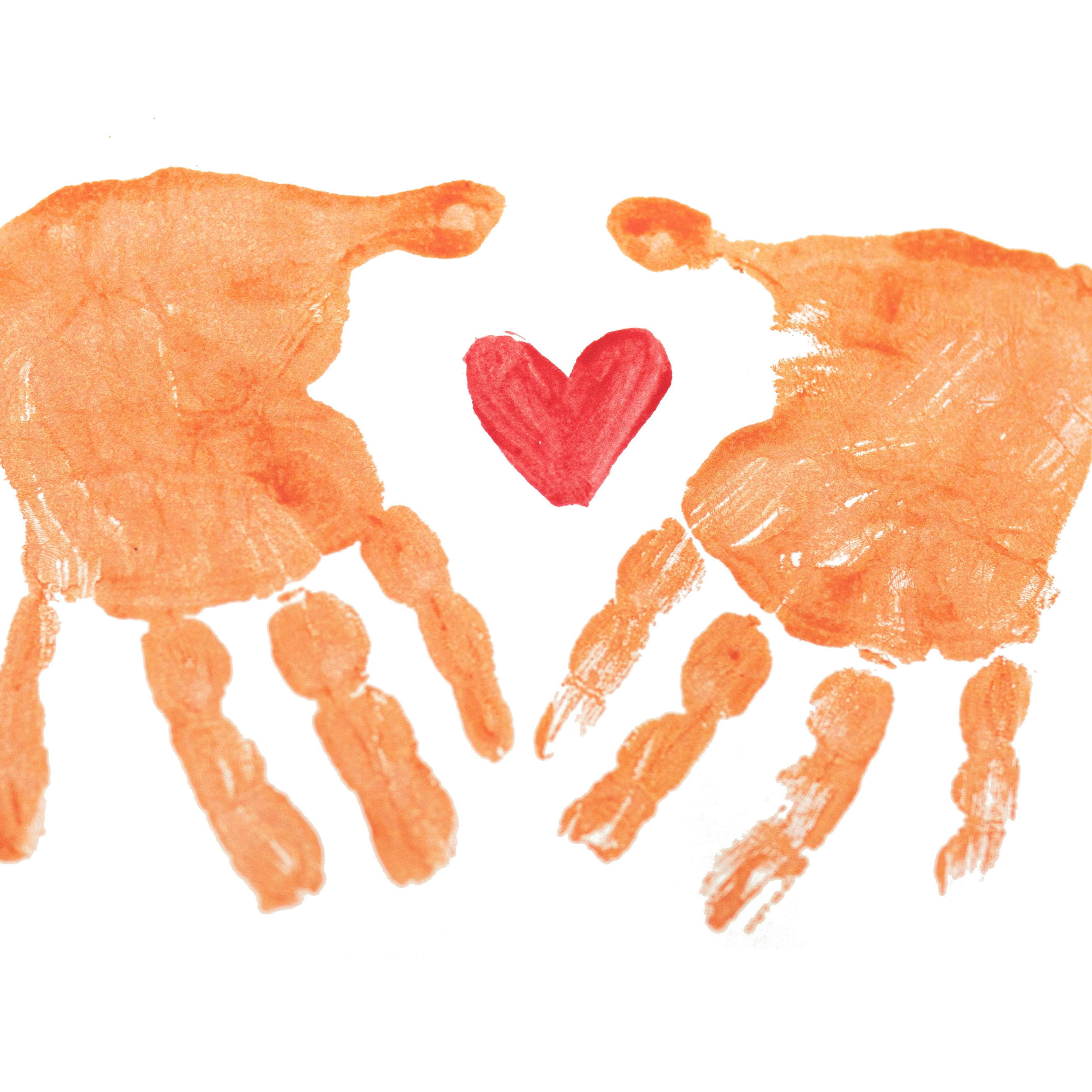 hand painted hands with heart in center