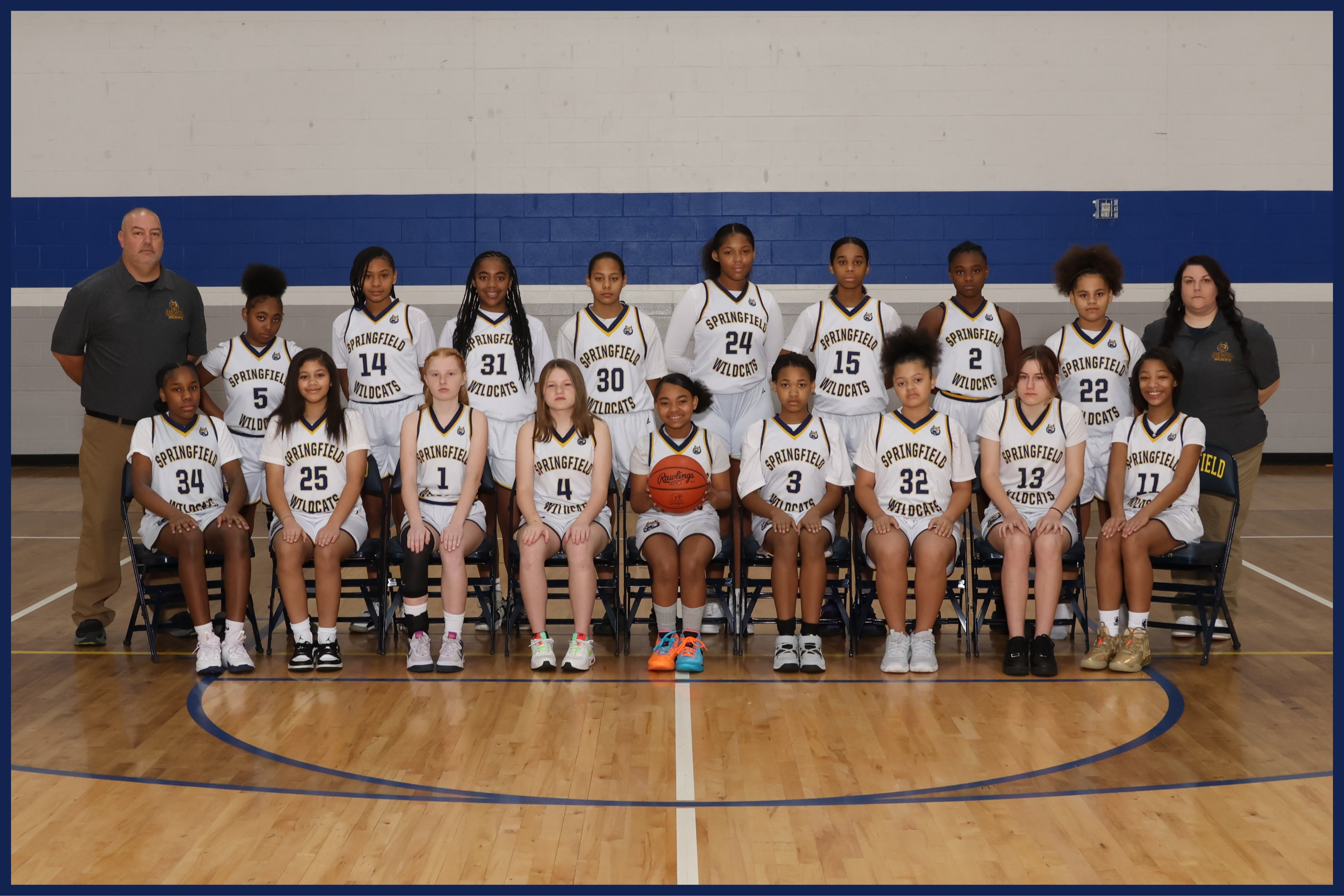 Middle School Girls Basketball Team Photo