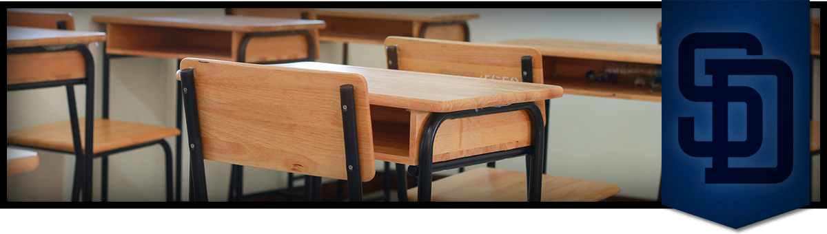 empty desks in a classroom