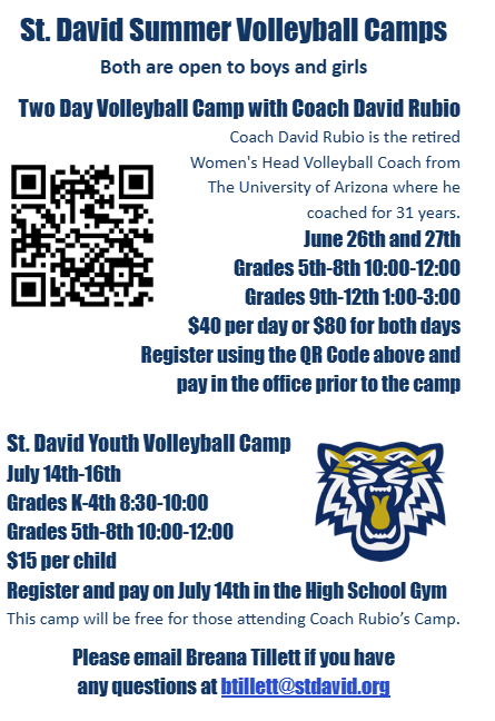 Summer Volleyball camps at St. David School