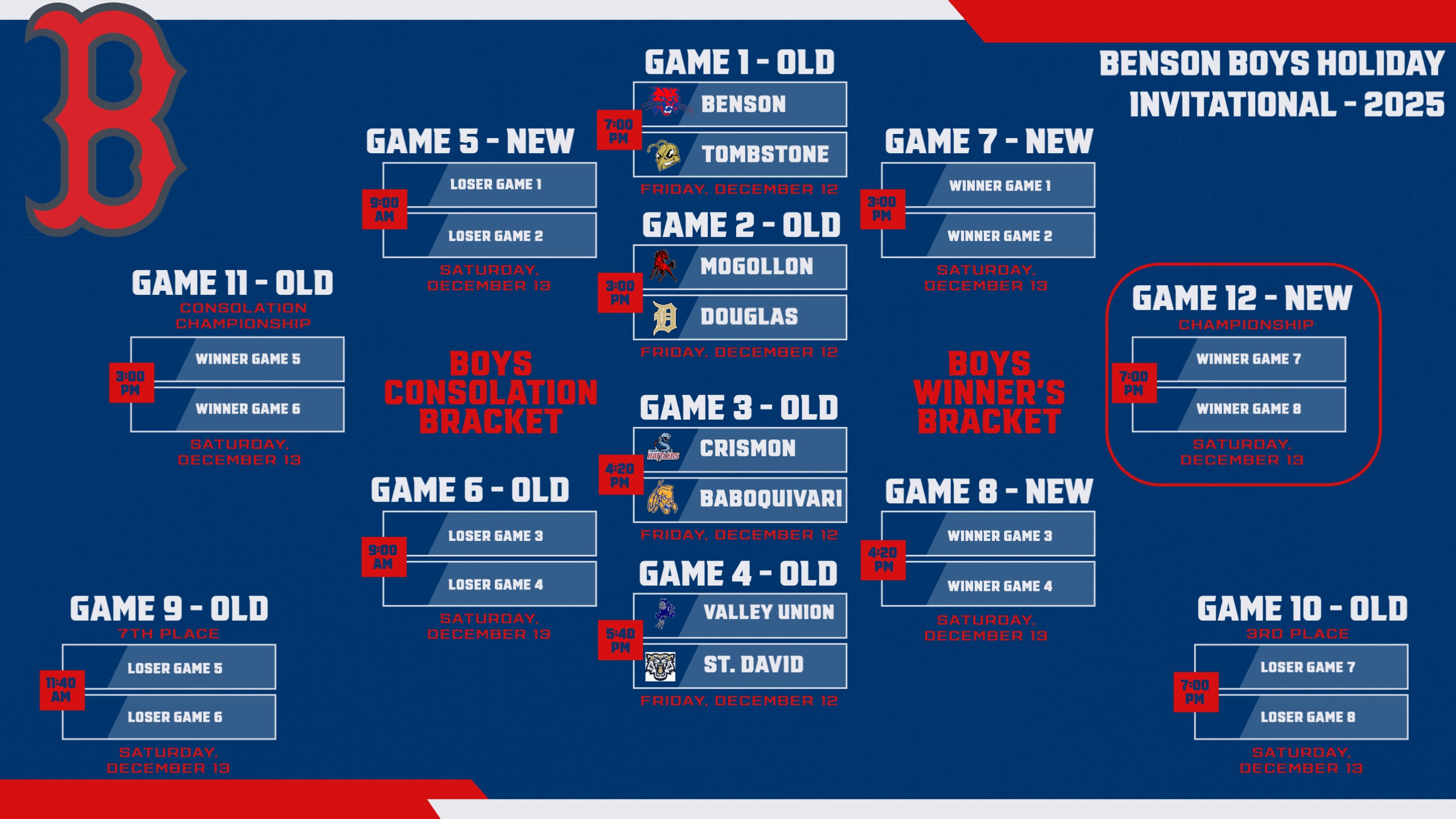 Boys Holiday Bracket