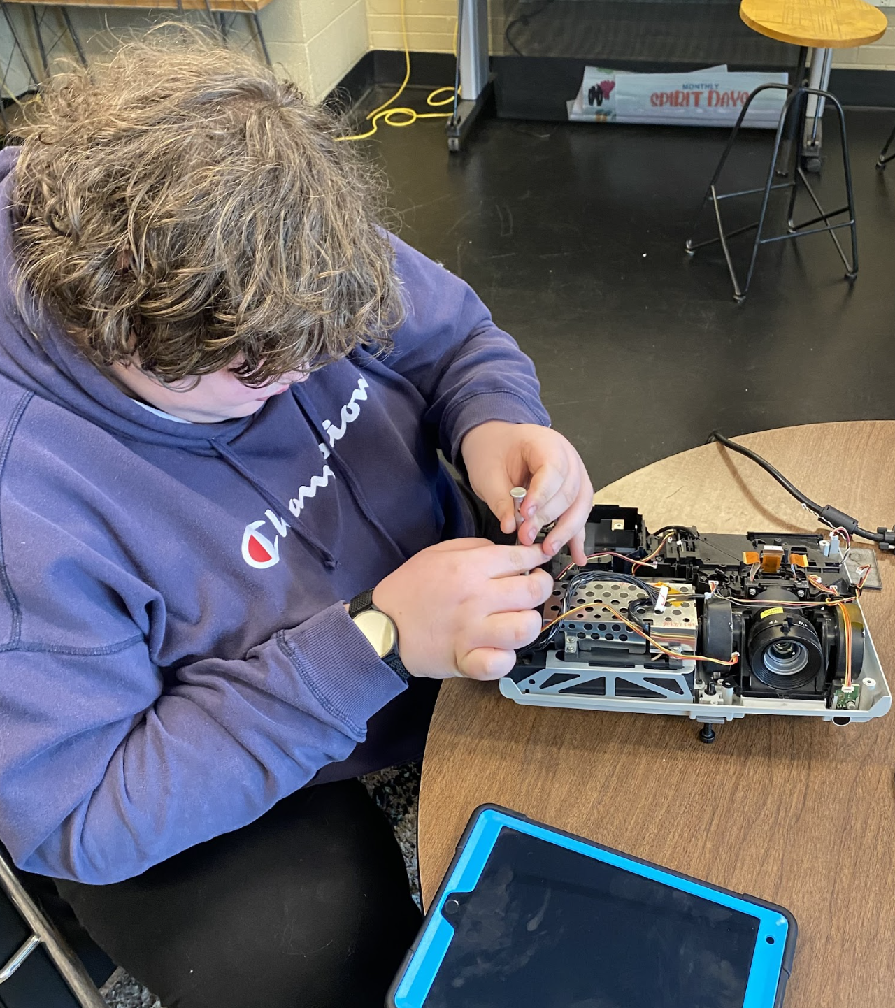 Boy exploring electronics