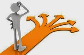animated person with several path in front of him 