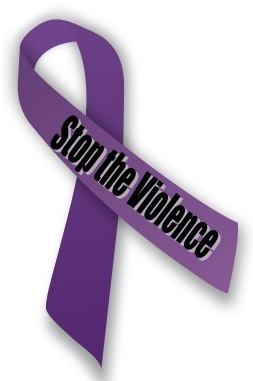 ribbon with the frase "Stop the Violence" written on it
