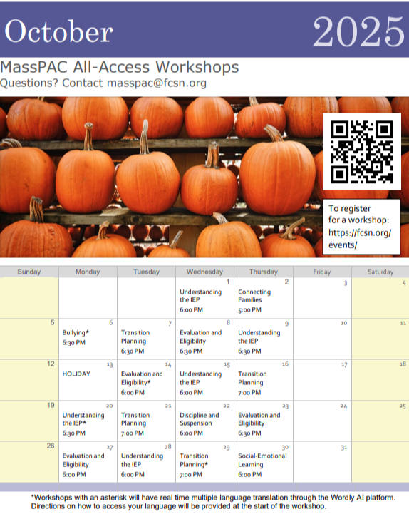 MassPac Workshops Calendar