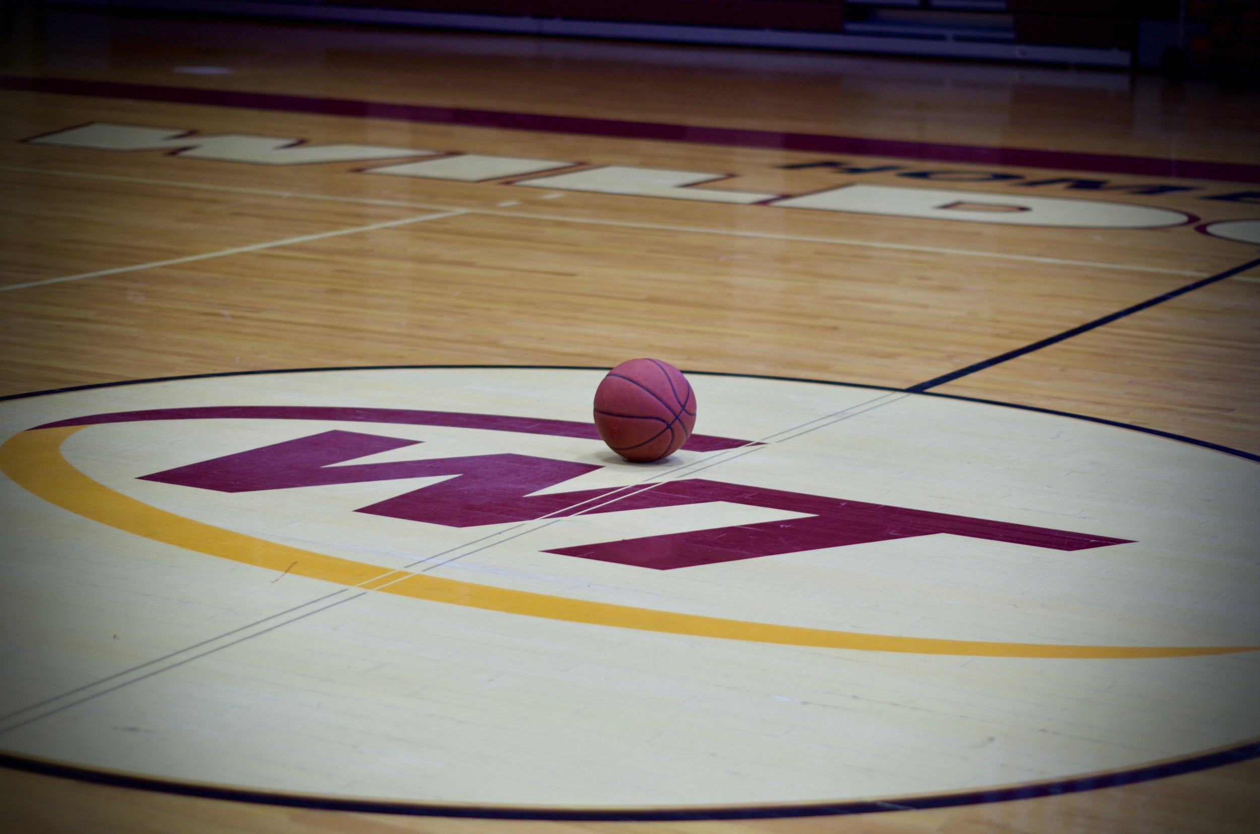 basketball sitting on court.