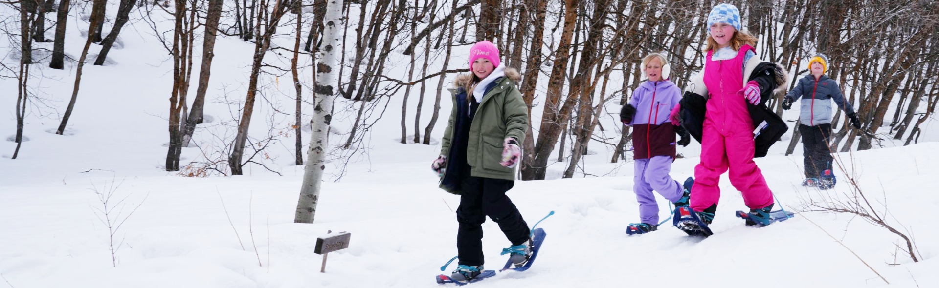 Kids snowshoeing