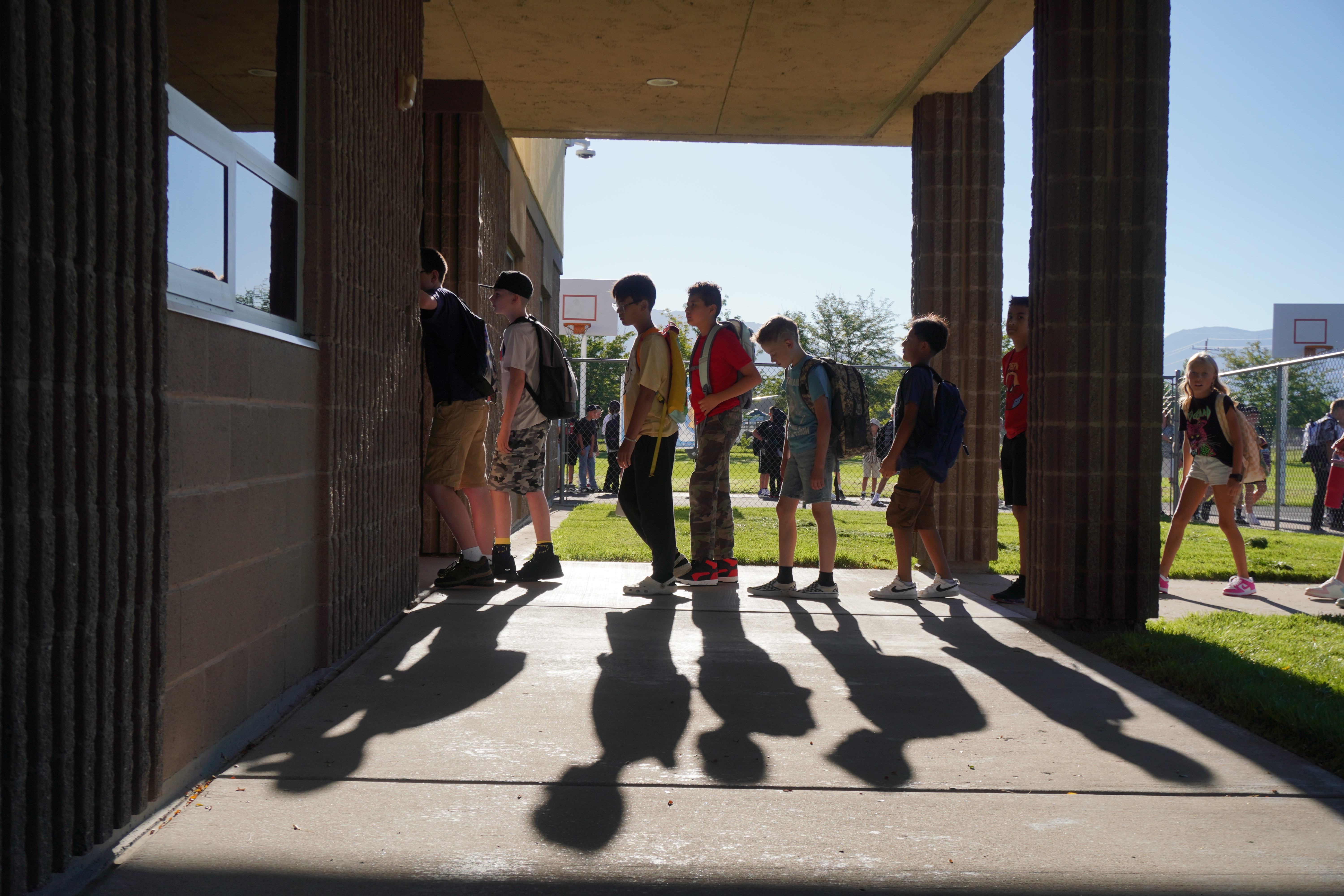 Students walking into school