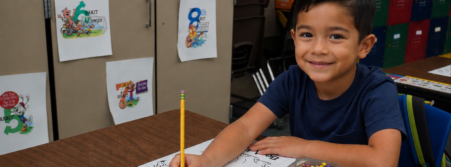 Student working at his desk