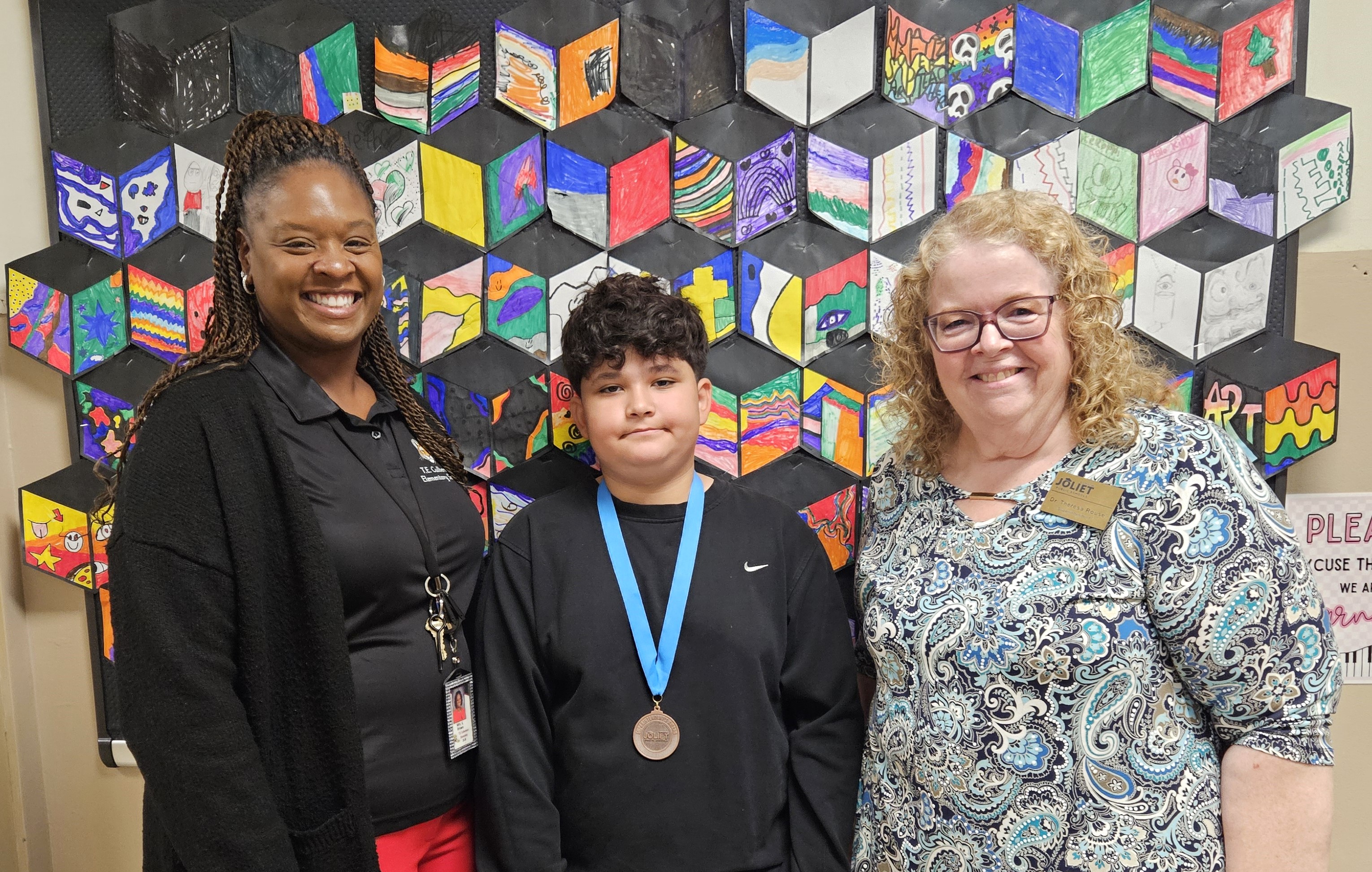 Superintendent's Student Award Winner with Principal and Superintendent