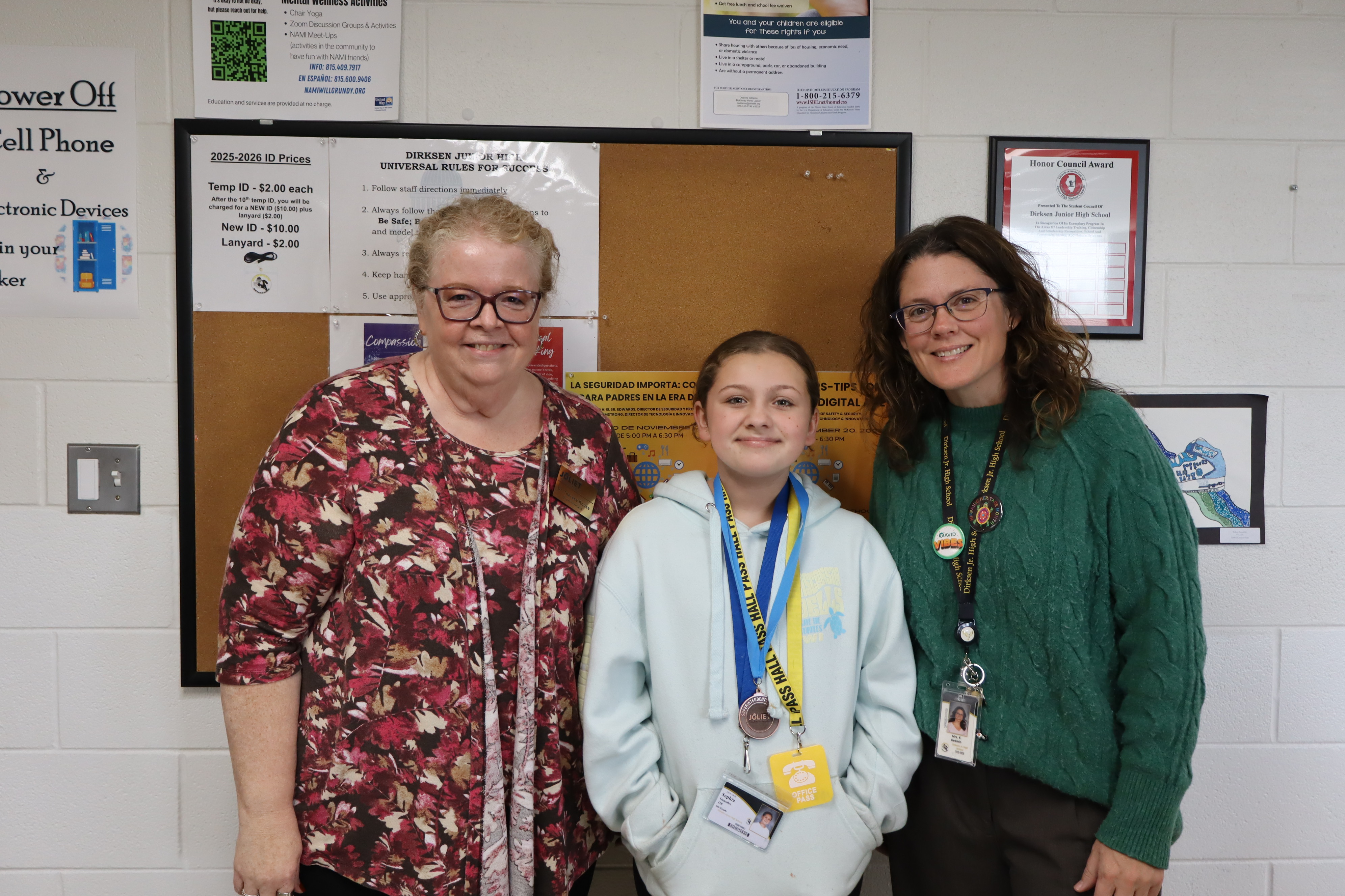 Superintendent Award Student winner with Superintendent and Academic Advisor