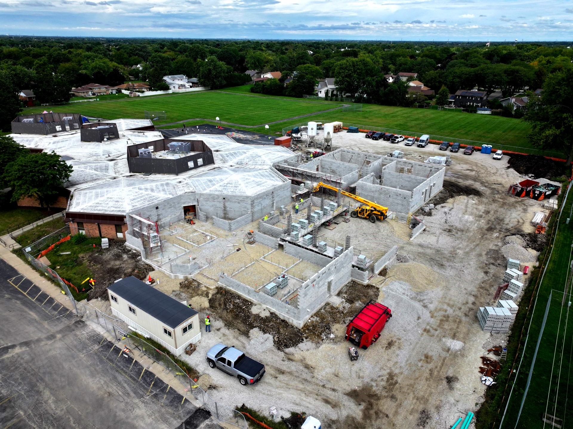 aerial picture of the school addition